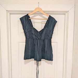 Chic Striped Blue Women's Blouse
